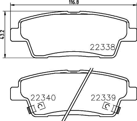 HELLA 8DB 355 037-561 - Тормозные колодки, дисковые, комплект autosila-amz.com