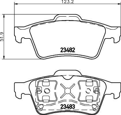 HELLA 8DB 355 029-601 - Тормозные колодки, дисковые, комплект autosila-amz.com