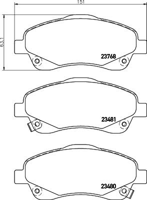 HELLA 8DB 355 029-051 - Тормозные колодки, дисковые, комплект autosila-amz.com