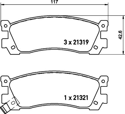 HELLA 8DB 355 029-881 - Тормозные колодки, дисковые, комплект autosila-amz.com