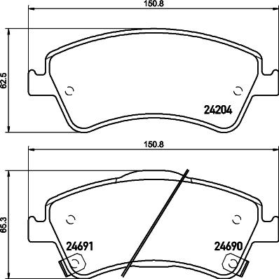 HELLA 8DB 355 029-721 - Тормозные колодки, дисковые, комплект autosila-amz.com