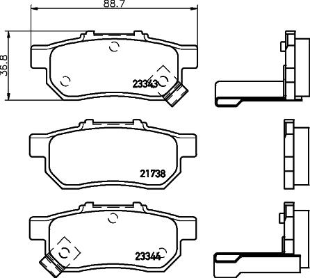 HELLA 8DB 355 024-601 - Тормозные колодки, дисковые, комплект autosila-amz.com