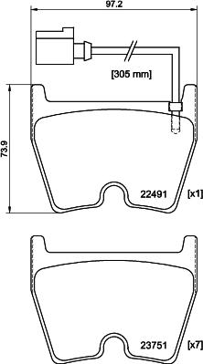 HELLA 8DB 355 025-171 - Тормозные колодки, дисковые, комплект autosila-amz.com