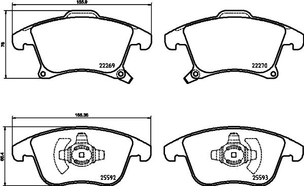 HELLA 8DB 355 025-201 - Тормозные колодки, дисковые, комплект autosila-amz.com