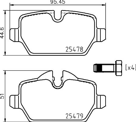 HELLA 8DB 355 026-041 - Тормозные колодки, дисковые, комплект autosila-amz.com