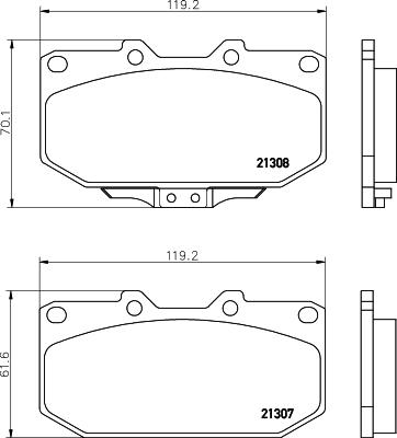 HELLA 8DB 355 026-891 - Тормозные колодки, дисковые, комплект autosila-amz.com