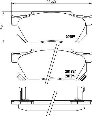 HELLA 8DB 355 005-641 - Тормозные колодки, дисковые, комплект autosila-amz.com