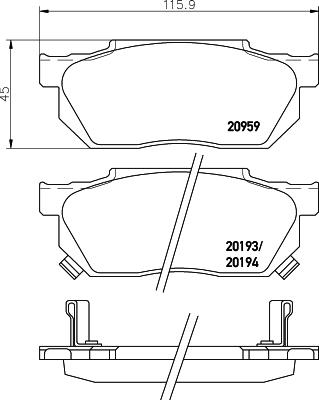 HELLA 8DB 355 026-831 - Тормозные колодки, дисковые, комплект autosila-amz.com