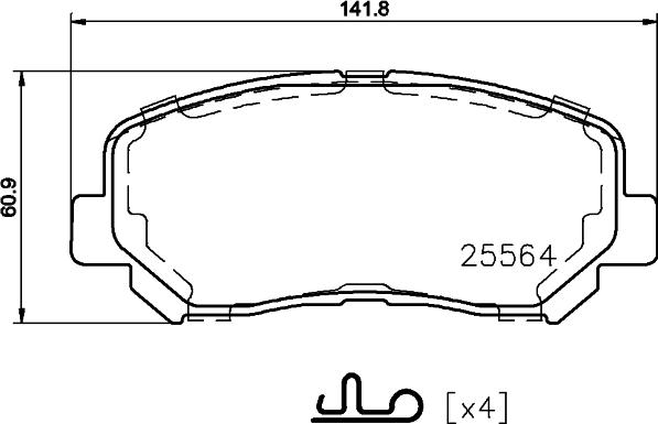 HELLA 8DB 355 021-981 - Тормозные колодки, дисковые, комплект autosila-amz.com