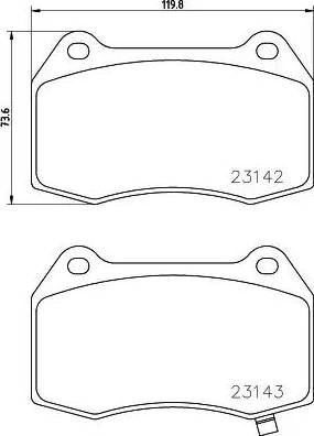 HELLA 8DB 355 021-931 - Тормозные колодки, дисковые, комплект autosila-amz.com