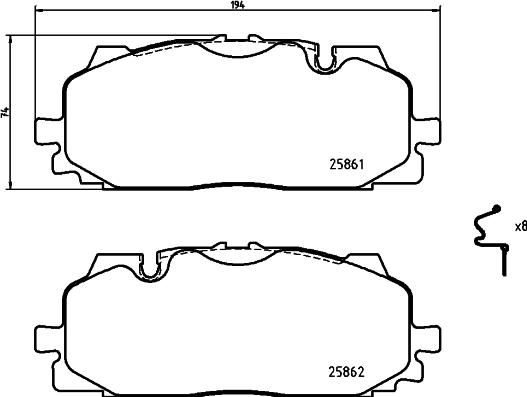 HELLA 8DB 355 021-641 - Тормозные колодки, дисковые, комплект autosila-amz.com