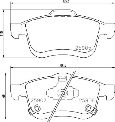 HELLA 8DB 355 021-801 - Тормозные колодки, дисковые, комплект autosila-amz.com