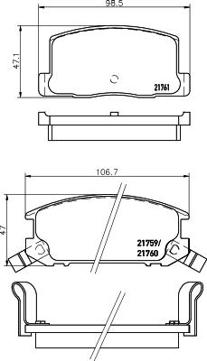 HELLA 8DB 355 028-991 - Тормозные колодки, дисковые, комплект autosila-amz.com