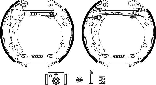 HELLA 8DB 355 022-521 - Комплект тормозных колодок, барабанные autosila-amz.com