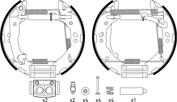 HELLA 8DB 355 022-631 - Комплект тормозных колодок, барабанные autosila-amz.com