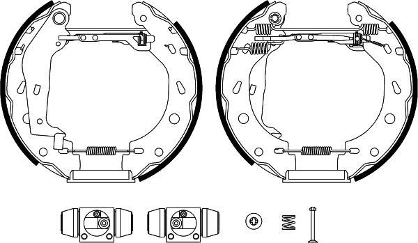 HELLA 8DB 355 022-351 - Комплект тормозных колодок, барабанные autosila-amz.com