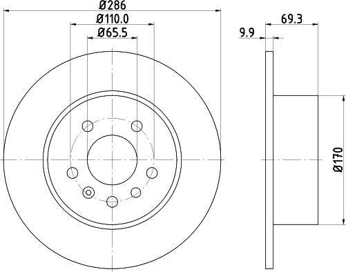 HELLA 8DD 355 104-701 - диск тормозной задн. Opel autosila-amz.com