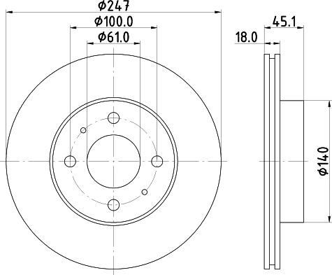 HELLA 8DD 355 105-931 - Диск тормозной NISSAN ALMERA I (N15), ALMERA I Hatchback (N15) autosila-amz.com