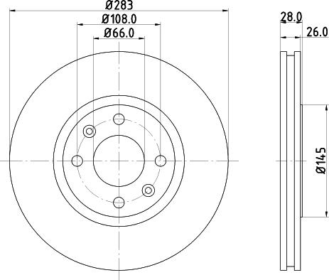 HELLA 8DD 355 105-051 - Тормозной диск с покрытием PRO CITROEN XANTIA (X1), XANTIA (X2), XANTIA Break (X1), XANTIA Break (X2) / PEUGEOT 406 (8B), 406 Br autosila-amz.com