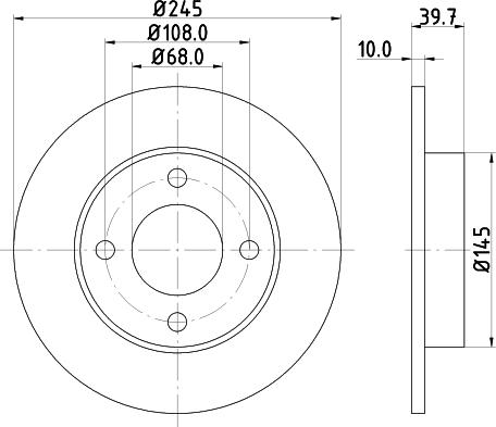HELLA 8DD 355 100-621 - Тормозной диск без покрытия AUDI 80 (81, 85, B2), 80 (89, 89Q, 8A, B3), 80 (8C, B4), 80 Avant (8C, B4), 90 (81, 85, B2), 90 (89, autosila-amz.com