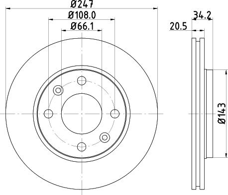 HELLA 8DD 355 101-801 - Диск тормозной CITRO?N AX (ZA-_), CITRO?N SAXO (S0, S1), CITRO?N XSARA (N1), CITRO?N XSARA Break (N2 CITROEN AX (ZA-_), SAXO (S0 autosila-amz.com