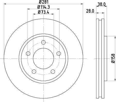 HELLA 8DD 355 107-891 - диск тормозной перед. Chry autosila-amz.com