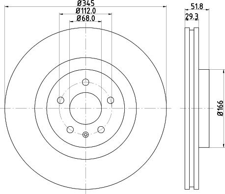 HELLA 8DD 355 113-951 - Диск тормозной AUDI A4 (8K2, B8), A4 Avant (8K5, B8), A5 (8T3), A5 convertible (8F7), A5 Sportback (8TA), Q5 (8R) autosila-amz.com