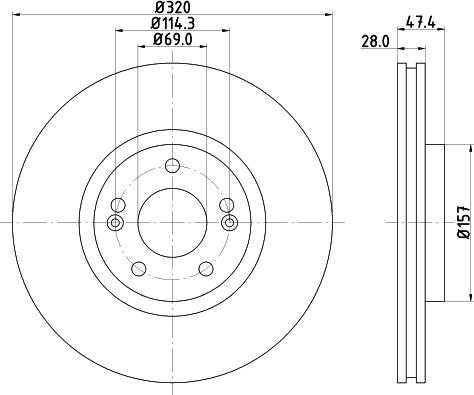 HELLA 8DD 355 117-971 - диск тормозной передний вентилир. Hyundai i40 1.6/2.0/1.7CRDi 11> autosila-amz.com