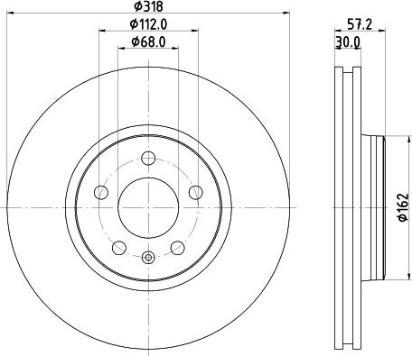 HELLA 8DD 355 125-181 - Диск тормозной AUDI A4 15-/A5/Q5 16- передний вент.D 318мм. autosila-amz.com