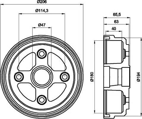 HELLA 8DT 355 300-541 - Тормозной барабан autosila-amz.com