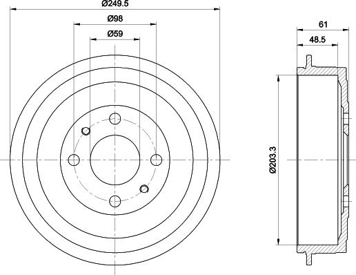 HELLA 8DT 355 301-421 - Тормозной барабан autosila-amz.com