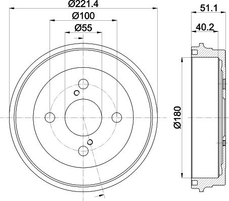 HELLA 8DT 355 303-021 - Тормозной барабан autosila-amz.com