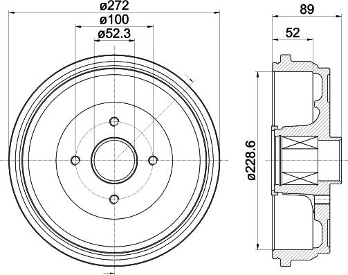 HELLA 8DT 355 303-111 - Тормозной барабан autosila-amz.com