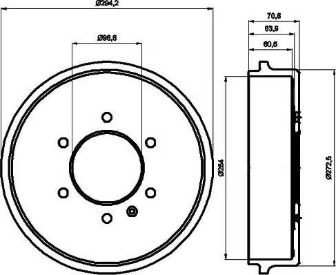 HELLA 8DT 355 302-181 - Тормозной барабан autosila-amz.com