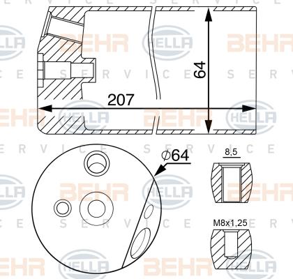 HELLA 8FT 351 006-524 - Осушитель, кондиционер autosila-amz.com