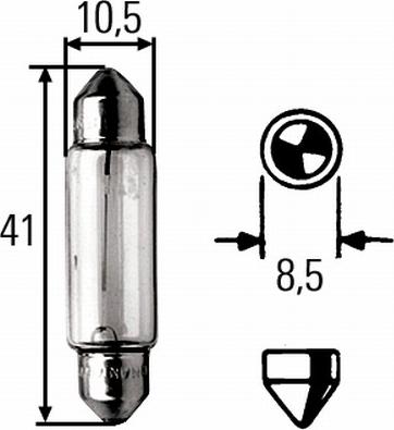 HELLA 8GM 002 091-131 - лампа! (10W) 12V SV8.5 внутр. освещение/ номерн.знака\ autosila-amz.com