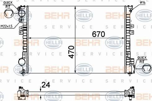 HELLA 8MK 376 719-235 - Радиатор, охлаждение двигателя autosila-amz.com