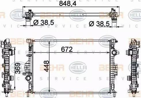 HELLA 8MK 376 787-121 - Радиатор, охлаждение двигателя autosila-amz.com