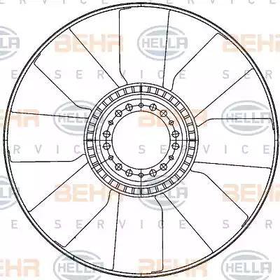 HELLA 8MV 376 907-211 - Крыльчатка вентилятора, охлаждение двигателя autosila-amz.com