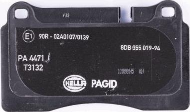 HELLA PAGID 8DB 355 019-941 - Тормозные колодки, дисковые, комплект autosila-amz.com