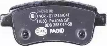 HELLA PAGID 8DB 355 014-581 - Тормозные колодки, дисковые, комплект autosila-amz.com