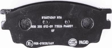 HELLA PAGID 8DB 355 012-091 - Тормозные колодки, дисковые, комплект autosila-amz.com