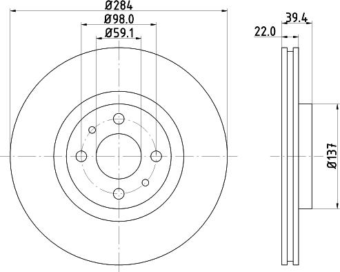 HELLA PAGID 8DD 355 102-531 - Тормозной диск autosila-amz.com