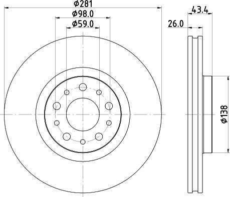 HELLA PAGID 8DD 355 132-131 - Тормозной диск autosila-amz.com