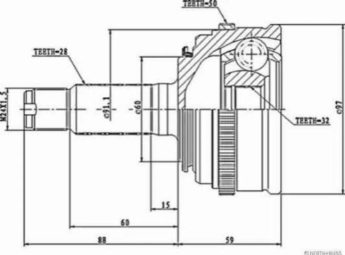 Herth+Buss Jakoparts J2824119 - Шарнирный комплект, ШРУС, приводной вал autosila-amz.com