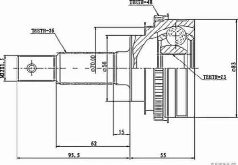 Herth+Buss Jakoparts J2822127 - Шарнирный комплект, ШРУС, приводной вал autosila-amz.com