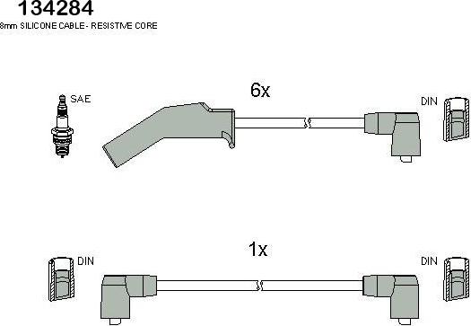 Hitachi 134284 - Комплект проводов зажигания autosila-amz.com