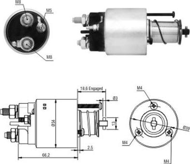 Hoffer 46054 - Тяговое реле, соленоид, стартер autosila-amz.com