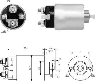 Hoffer 6646305 - Тяговое реле, соленоид, стартер autosila-amz.com