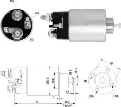 Hoffer 6646157 - Тяговое реле, соленоид, стартер autosila-amz.com